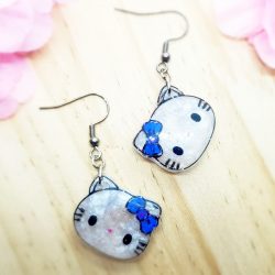 Boucles d'oreille kawaii kitty bleue